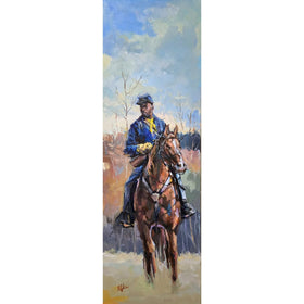 Young Scout: Buffalo Soldier by Robert Jackson (Main) - Painting of a person on horseback in a natural setting