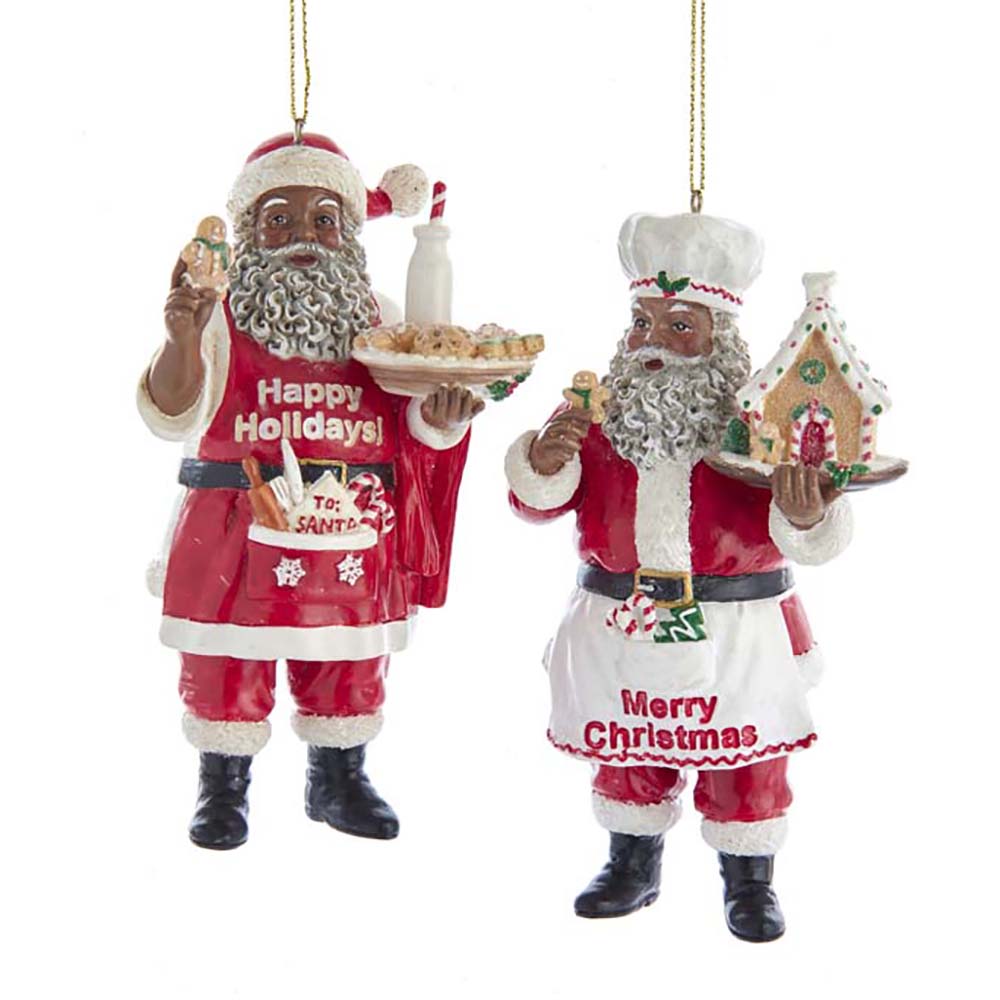 Chef Santa Claus: African American Christmas Ornament Set