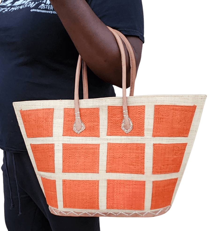 Chevelle Madagascar Raffia and Leather Tote Bag The Black Art Depot