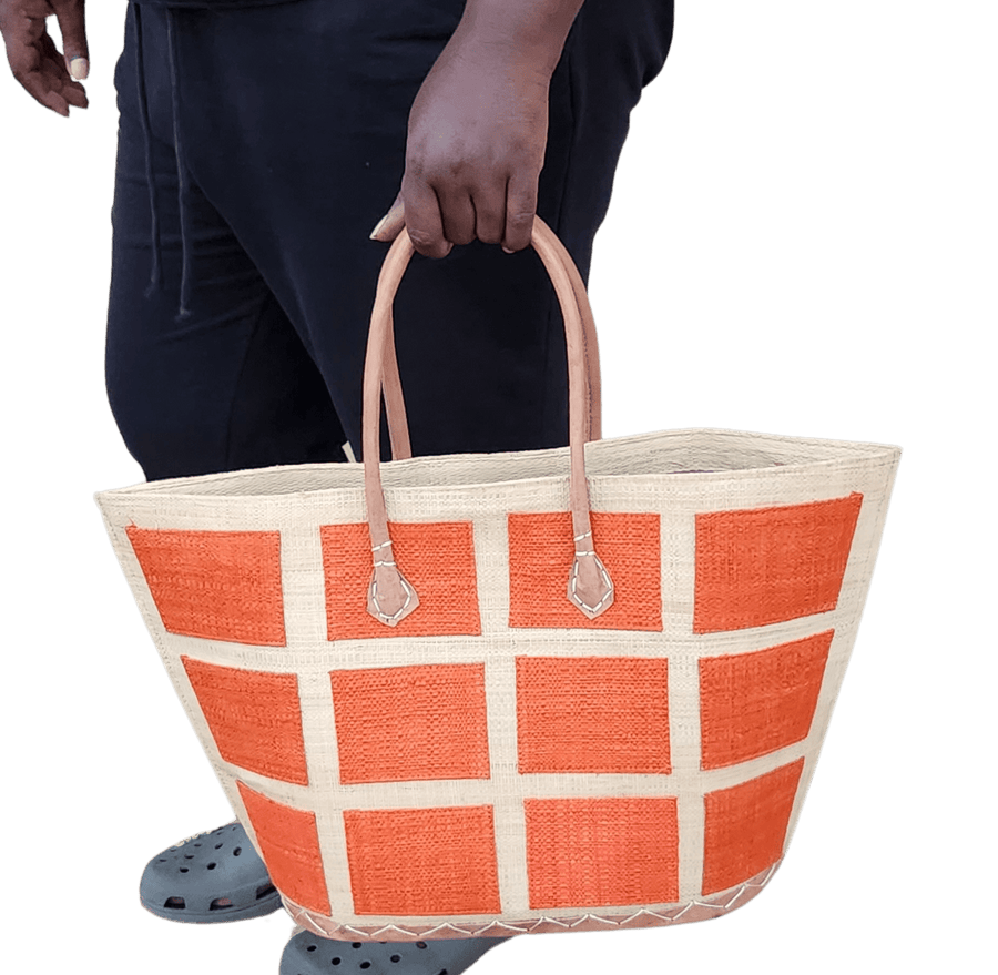 Chevelle Madagascar Raffia and Leather Tote Bag The Black Art Depot