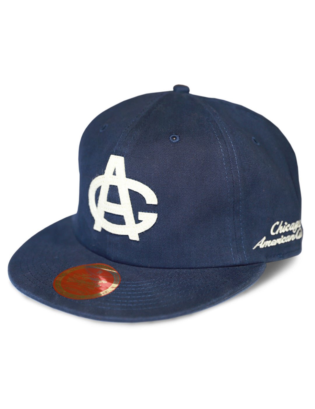 Chicago American Giants Heritage Cotton Snapback Baseball Cap (Front) - Navy blue cap with white logo and text on a white background