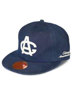 Chicago American Giants Heritage Cotton Snapback Baseball Cap (Front) - Navy blue cap with white logo and text on a white background
