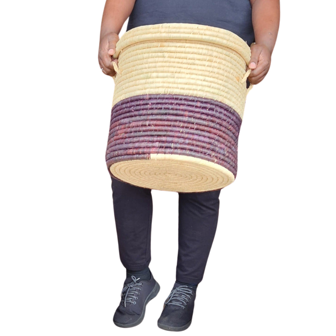 Chinira: Authentic Hand Woven Raffia Madagascar Baskets (Carrying Basket)