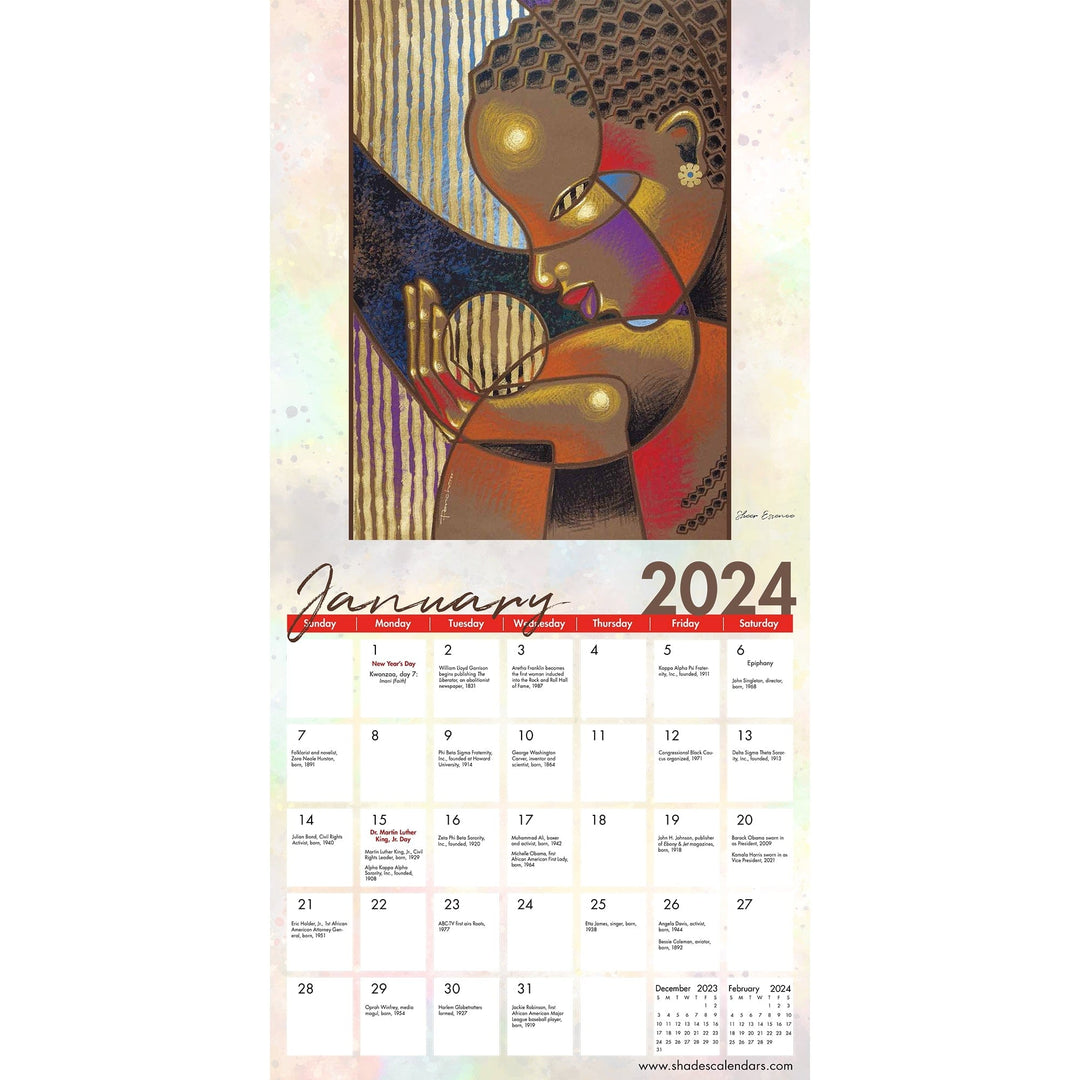 Color My Soul: The Art of Larry "Poncho" Brown 2024 African American Wall Calendar (Inside)