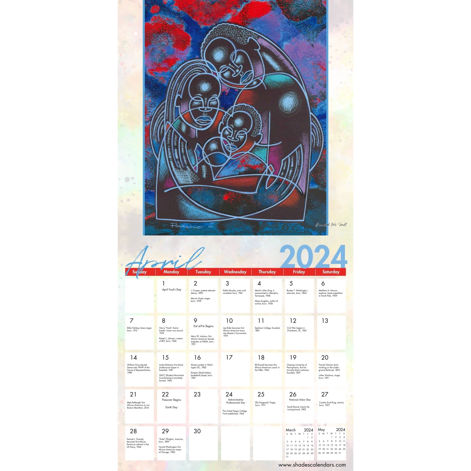 Color My Soul: The Art of Poncho 2024 Black Art Wall Calendar
