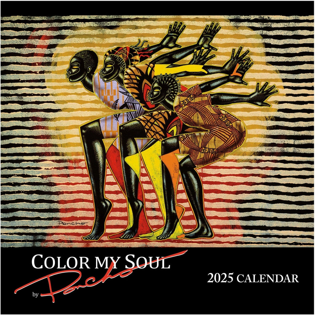 Color My Soul: The Art of Poncho 2025 Black Art Wall Calendar