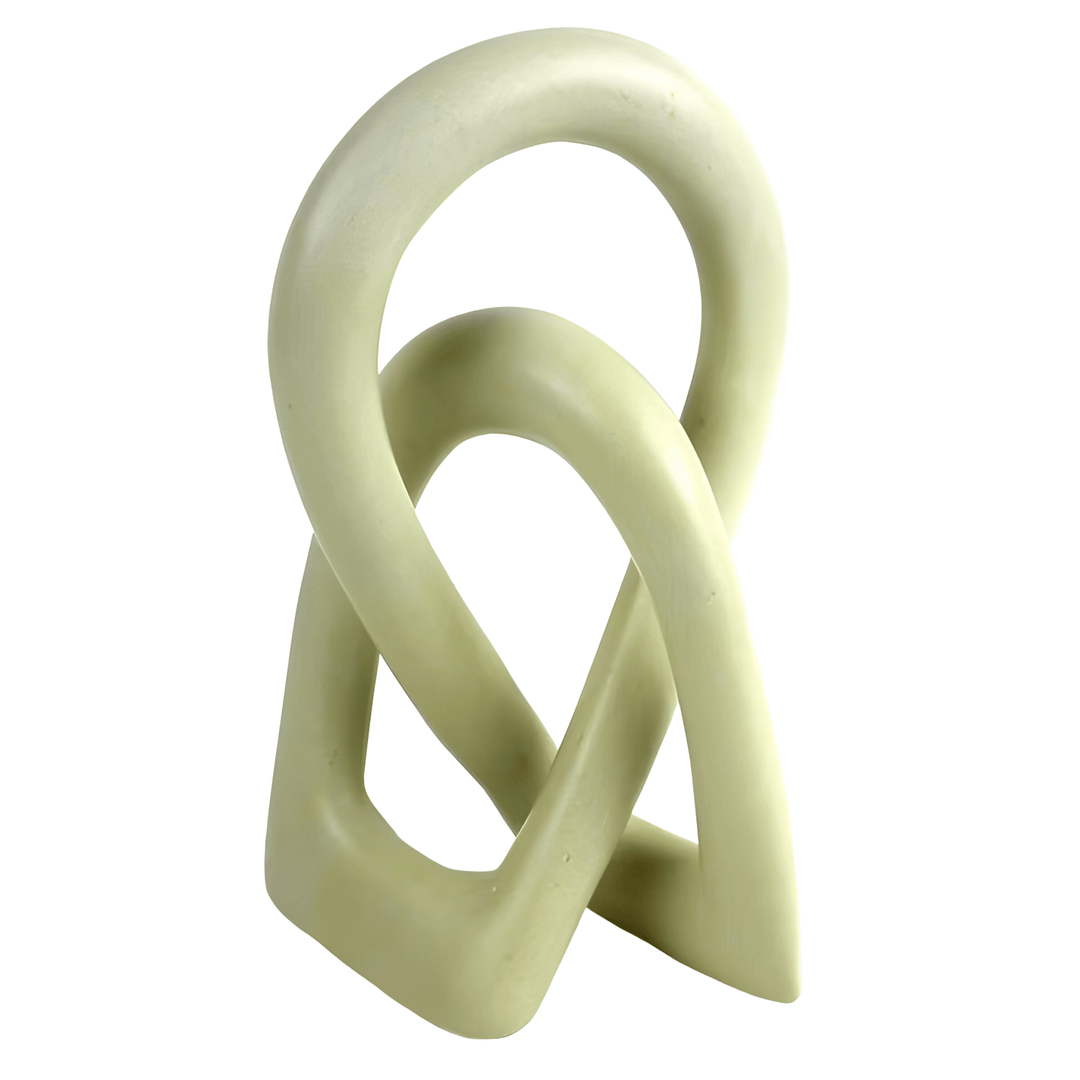 Authentic African Handmade Soapstone Eternity Knot/Love Knot (Natural) - Natural abstract sculpture on a white background
