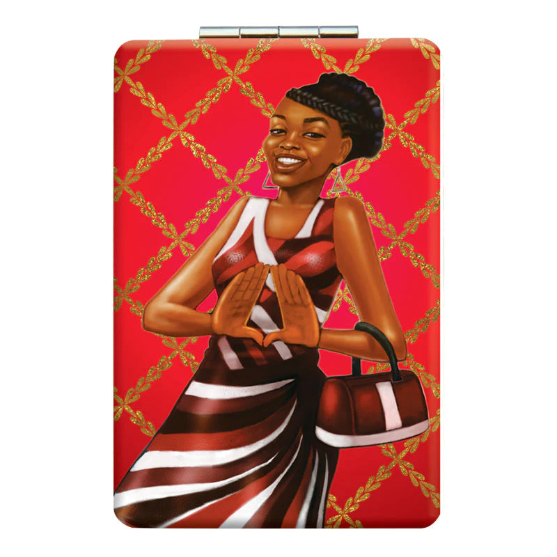 Crimson Diva (Delta Sigma Theta Inspired): African American Compact/Pocket Mirror
