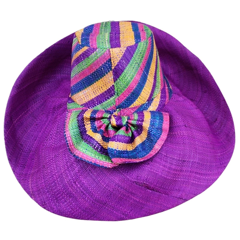 Damerae: Authentic Hand Woven Multicolor Madagascar Big Brim Raffia Sun Hat