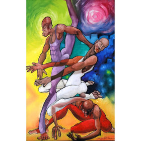 Dance Trio by Michael Wallace - vibrant modern dancers in purple, white and red