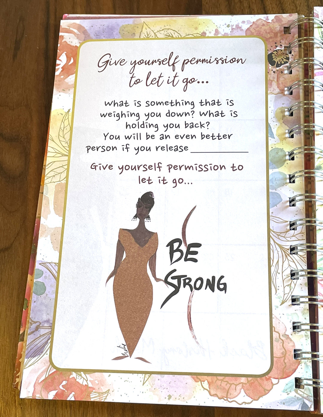 Give yourself permission to let it go journal prompt with Be Strong art