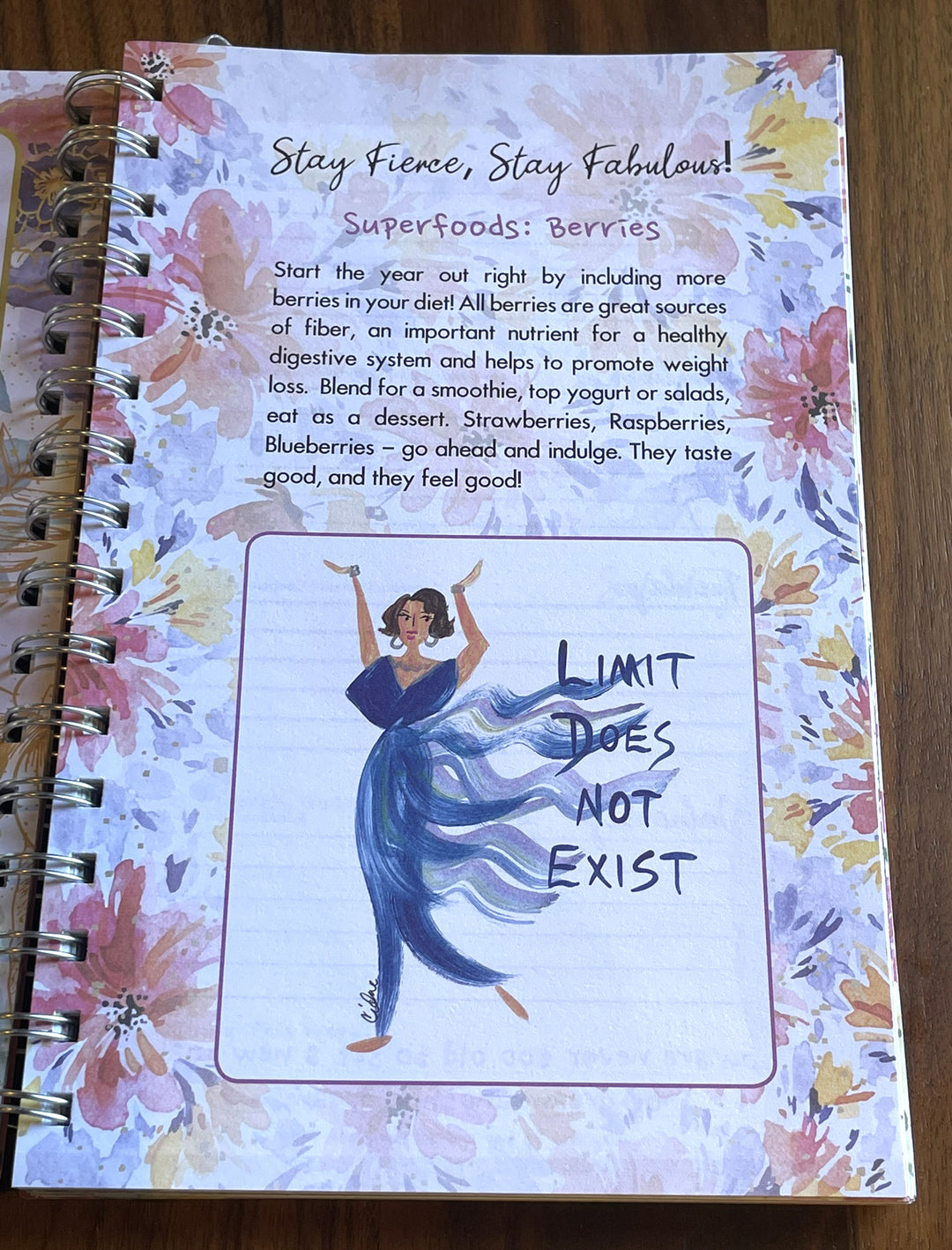 Stay Fierce Stay Fabulous superfoods tip with Limit Does Not Exist art