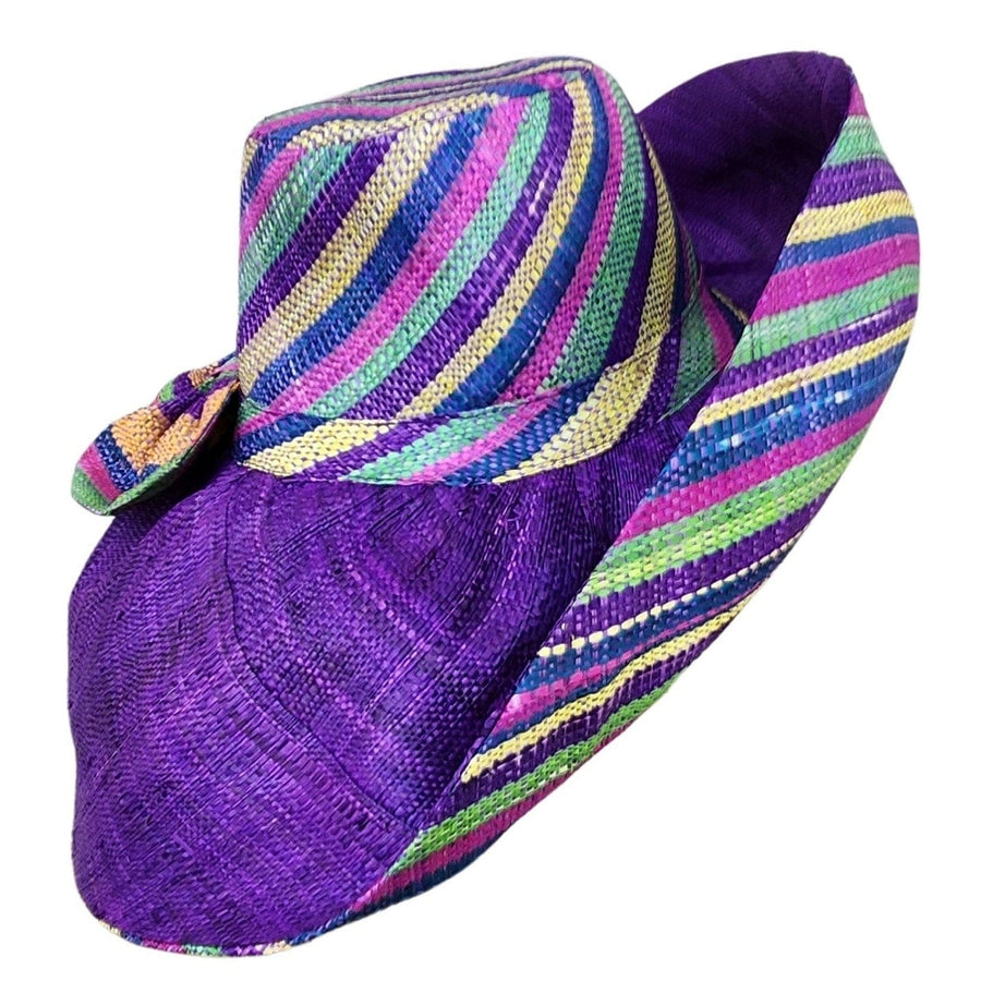 Vea: Authentic Hand Woven Multicolor Madagascar Big Brim Raffia Sun Hat