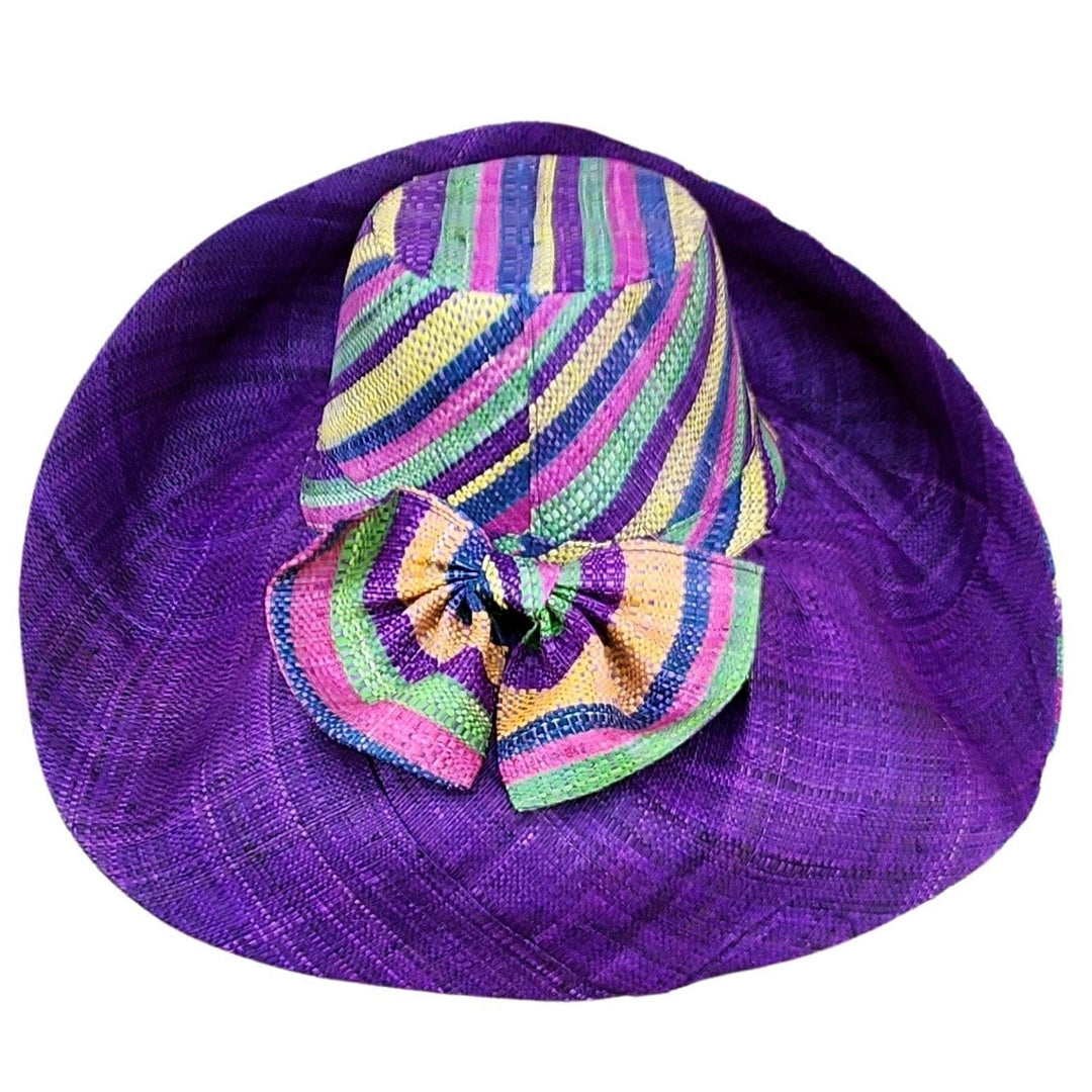 Vea: Authentic Hand Woven Multicolor Madagascar Big Brim Raffia Sun Hat