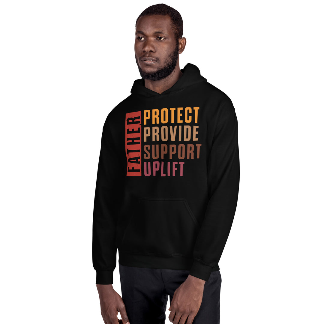 Fatherhood Virtues Unisex Hooded Sweatshirt (Black, Lifestyle)