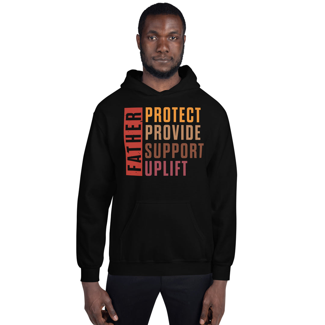 Fatherhood Virtues Unisex Hooded Sweatshirt (Black, Lifestyle2)