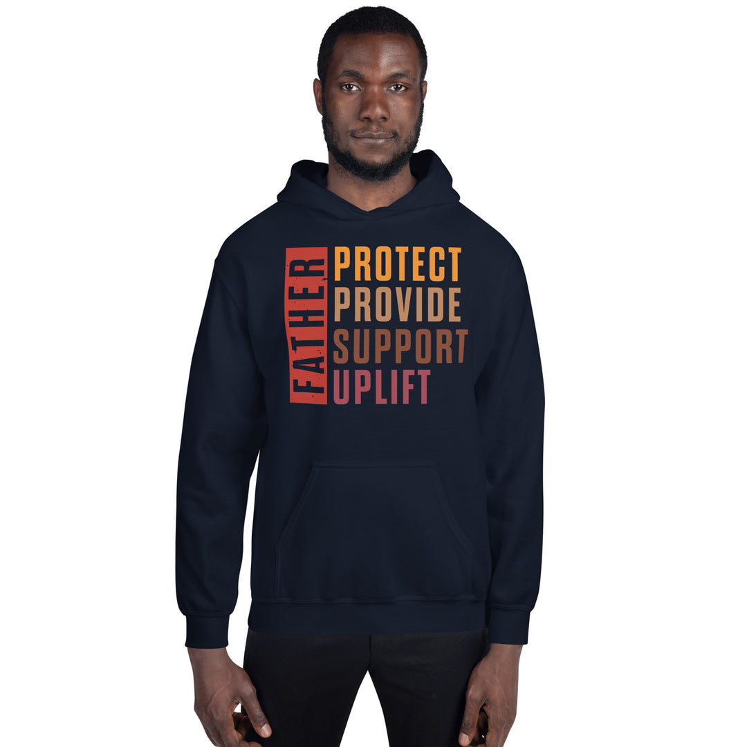 Fatherhood Virtues Unisex Hooded Sweatshirt (Navy, Lifestyle2)