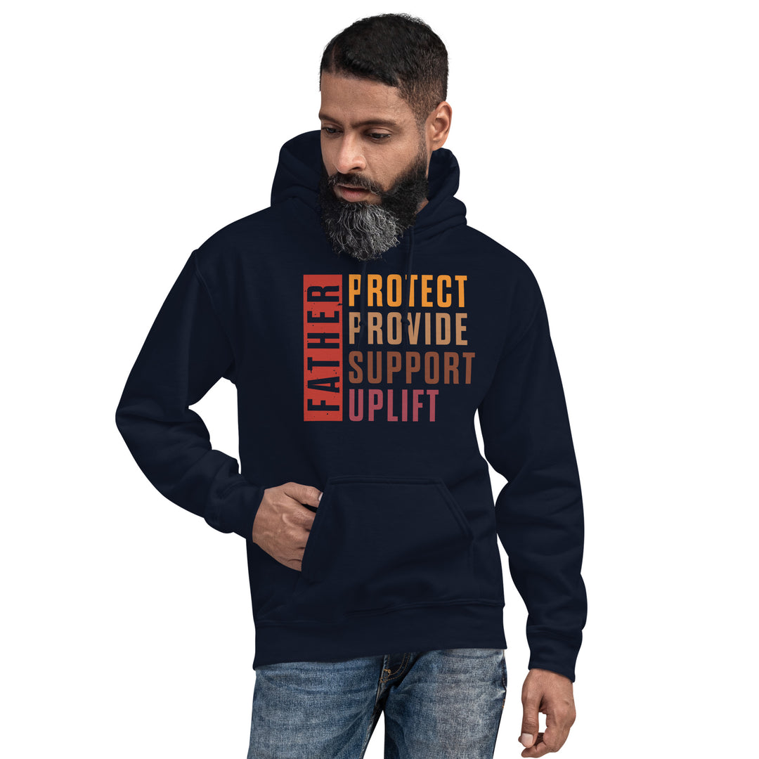 Fatherhood Virtues Unisex Hooded Sweatshirt (Navy, Lifestyle3)