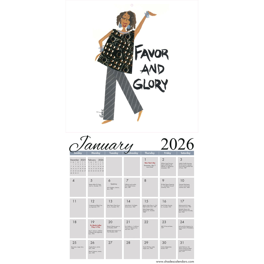 Favor and Glory: The Art of Cidne Wallace 2026 Girlfriends Wall Calendar