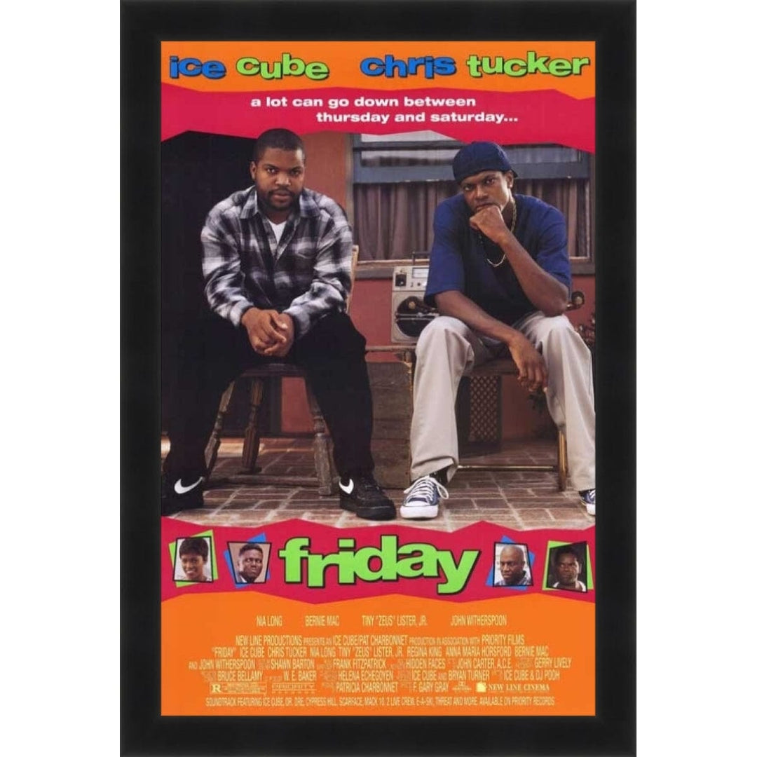 Friday movie poster featuring Ice Cube and Chris Tucker in iconic 1995 comedy (Black Frame)