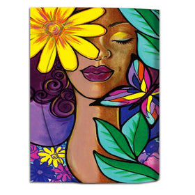 Garden Spirit: African American Stylus Purse Pal by Pamela Hills (Main) - Colorful artwork of a woman's face with flowers and leaves
