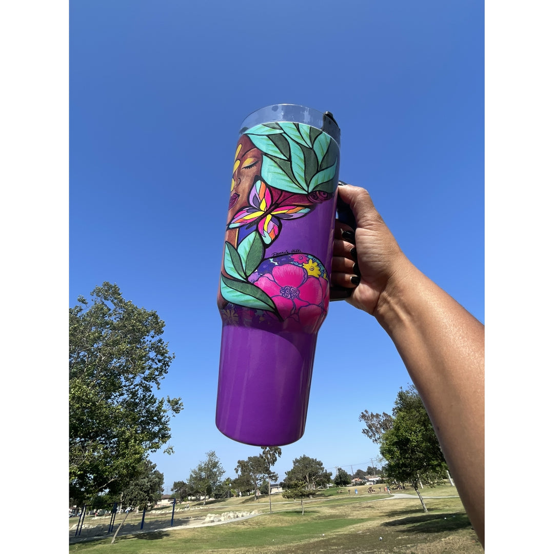 Garden Spirity by Pamela Hills: African American Tumbler with Long Handle (Llfestyle)