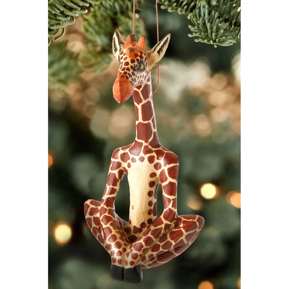 Giraffe Yogi: Jacaranda Wood African Christmas Ornament (Lifestyle)