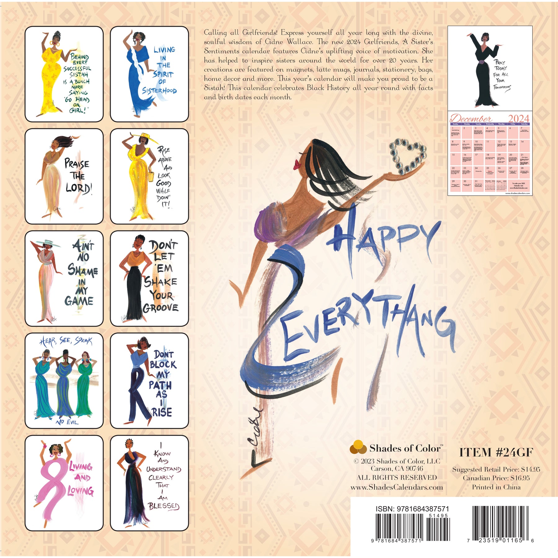 2 of 2: Better Days Ahead: Art of Cidne Wallace 2024 Girlfriends Wall Calendar (Back Cover)