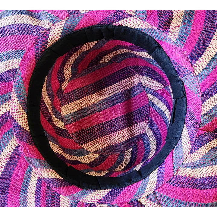 Glenmore: Authentic Hand Woven Multicolor Madagascar Big Brim Raffia Sun Hat