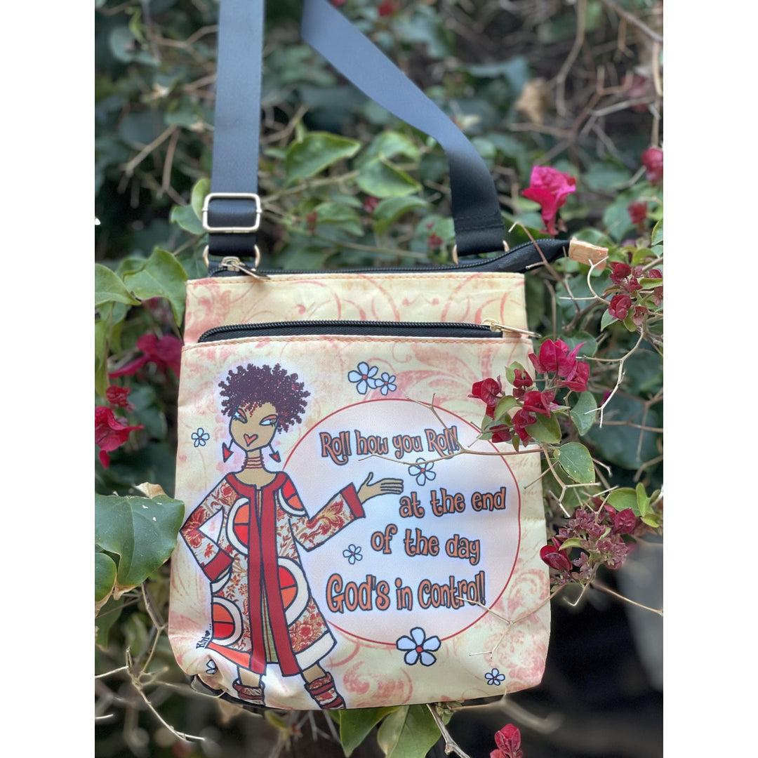 God's in Control by Kiwi McDowell: African American Crossbody Travel Purse (Lifestyle 4)