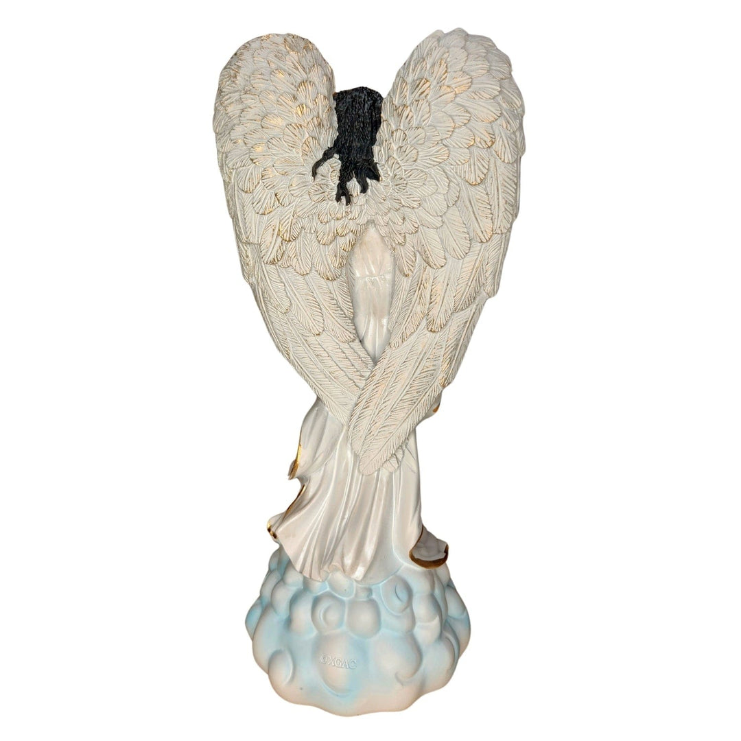 Graceful African American Angel in White with Dove Figurine