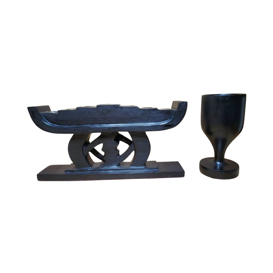 Gye Nyame: Authentic African Kwanzaa Kinara Set (Black)