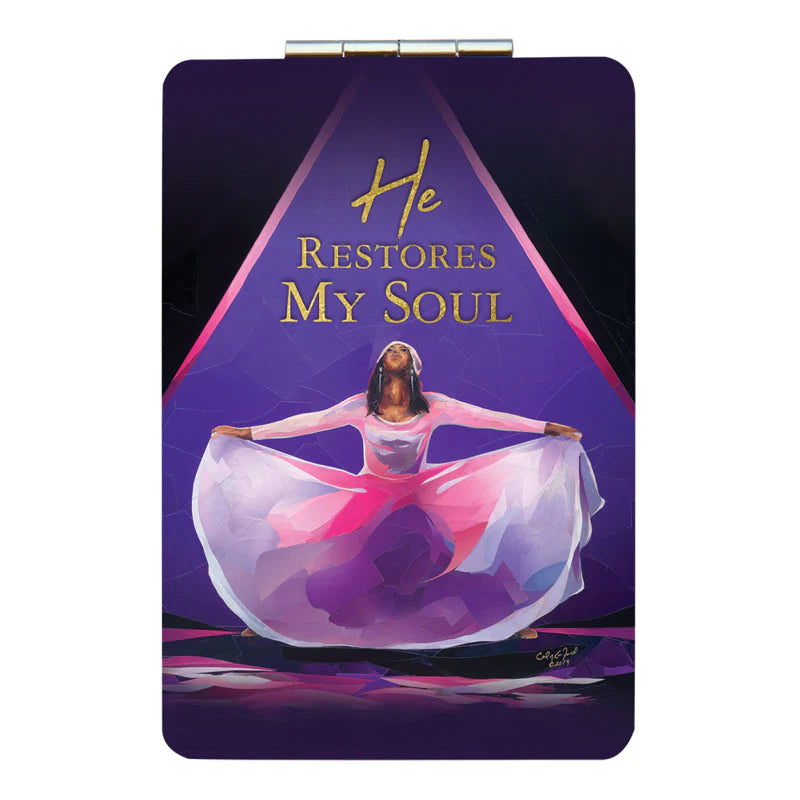 1 of 2: He Restores My Soul by Carl Crawford: African American Compact Mirror