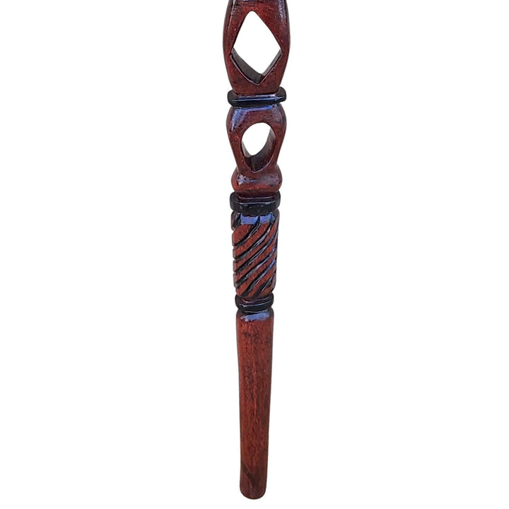A Helping Hand: Authentic Makonde African Wooden Walking Stick (Detail)