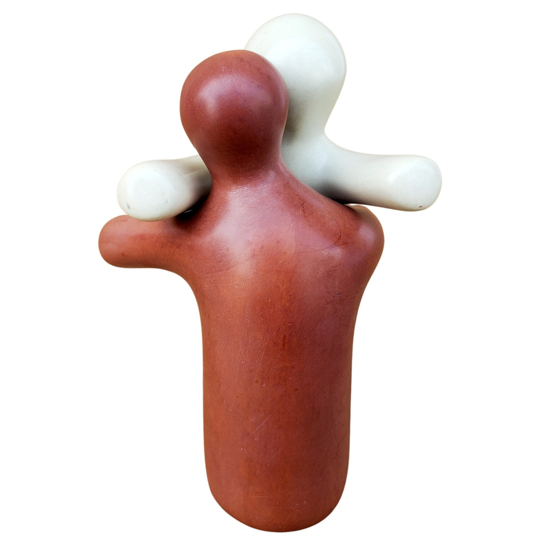 Helping Hugs: Be Kind to One Another Soapstone Sculpture/Figurine (White and Brown)