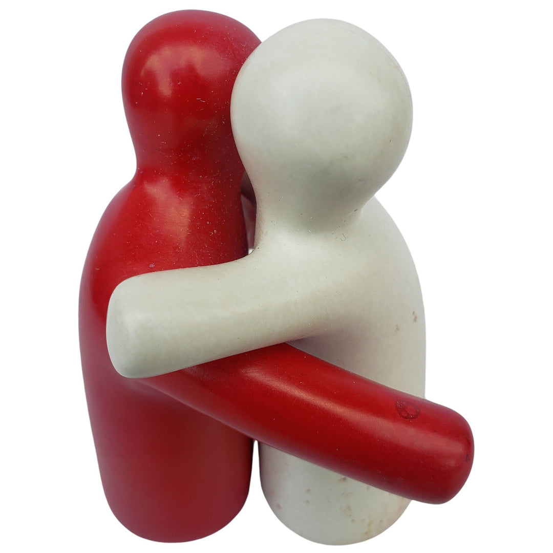 Helping Hugs: Be Kind to One Another Soapstone Sculpture/Figurine (White and Red)