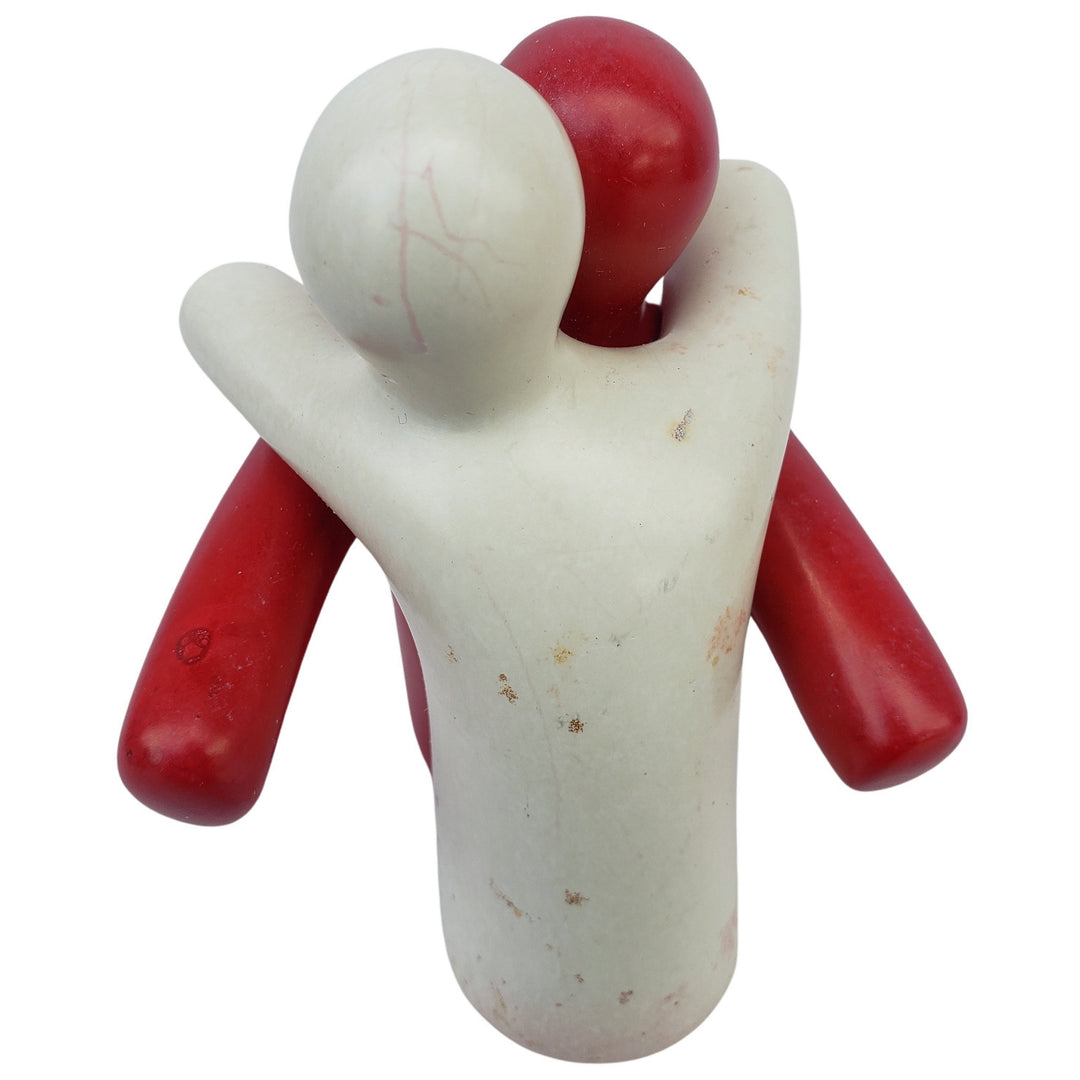 Helping Hugs: Be Kind to One Another Soapstone Sculpture/Figurine (White and Red)