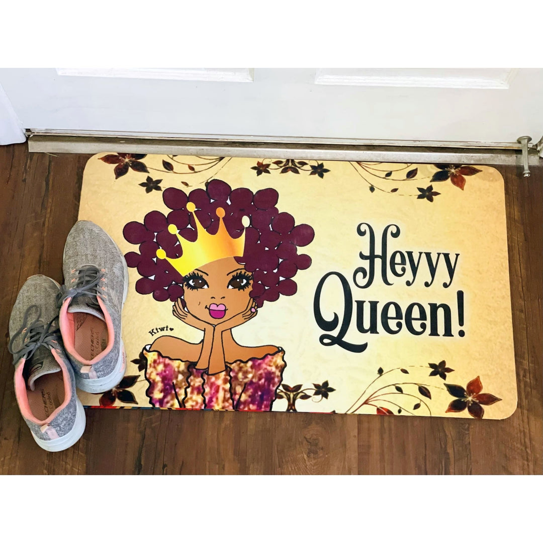 Heyyy Queen! by Kiwi McDowell: African American Interior Floor Mat