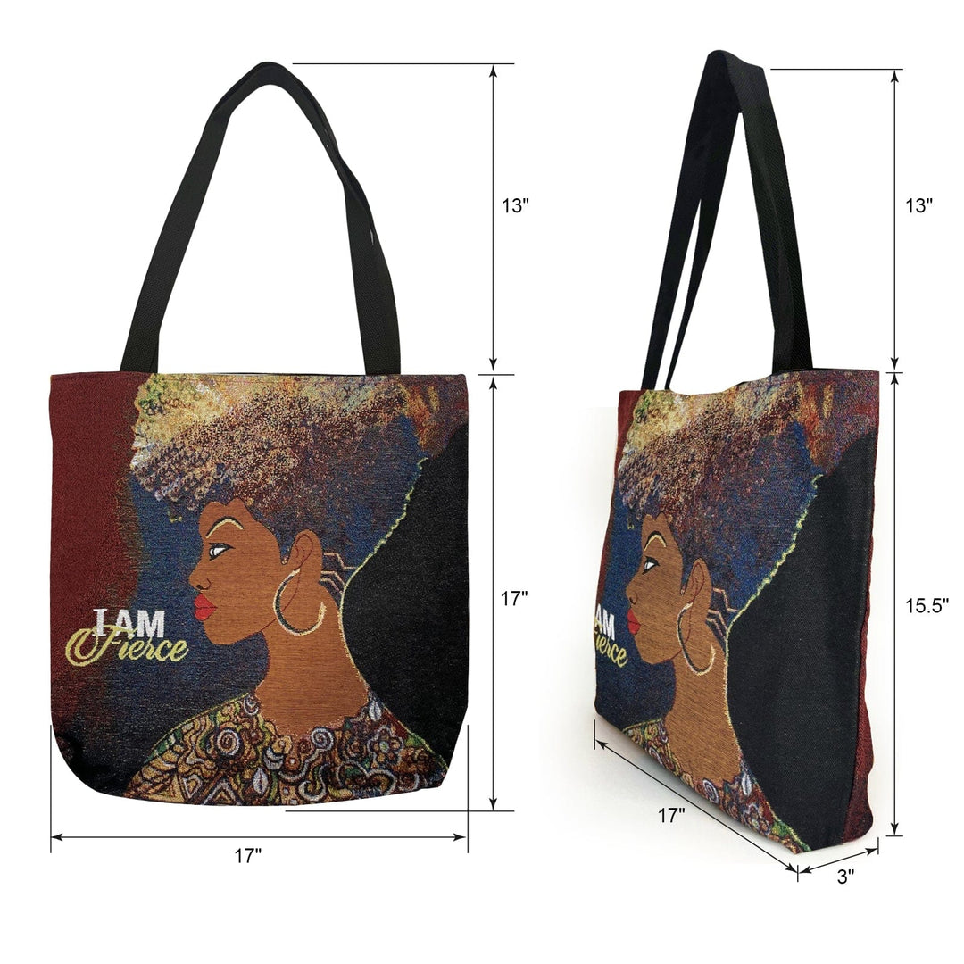 I am Fierce: African American Woven Tote Bag by GBaby (Infographic)