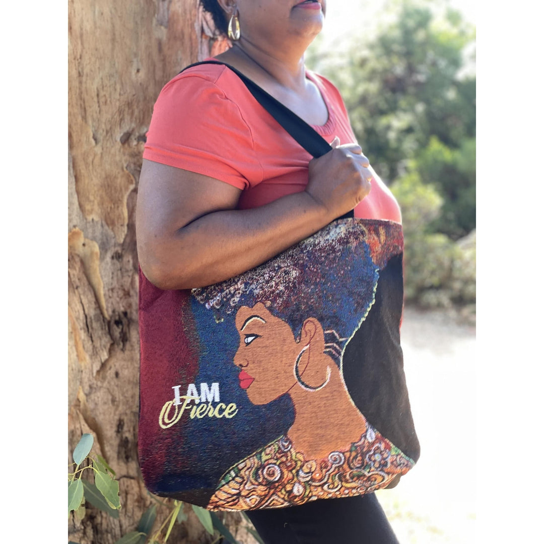 I am Fierce: African American Woven Tote Bag by GBaby (Lifestyle)