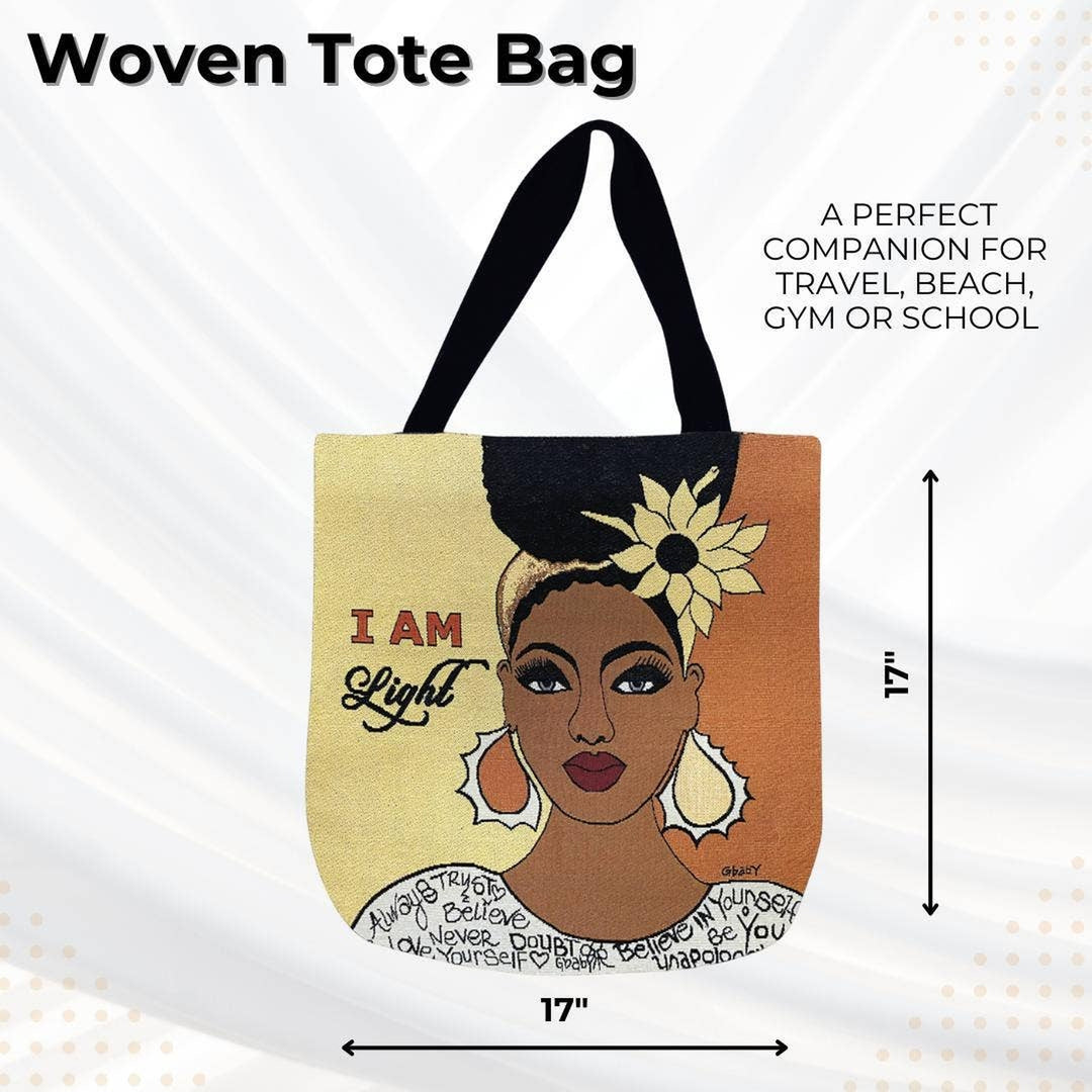 I am Light Woven Tote Bag