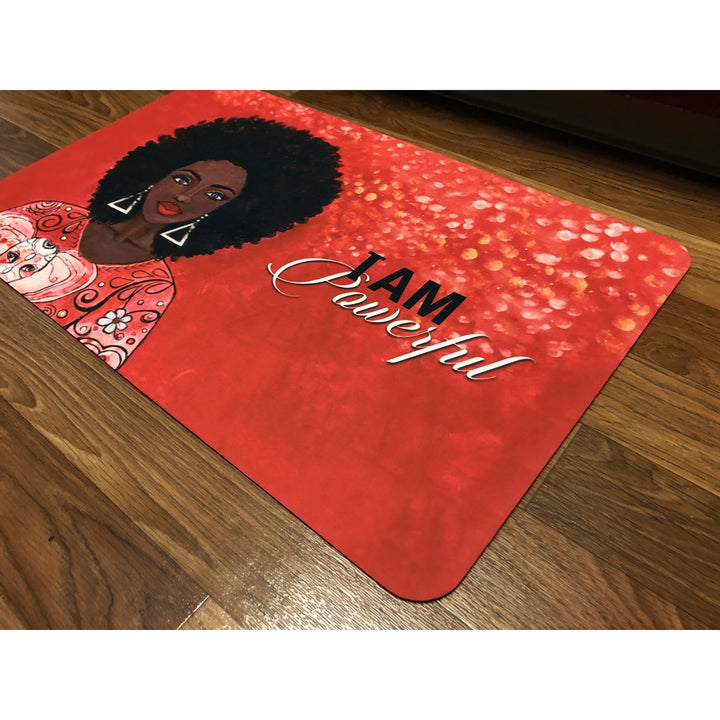 I Am Powerful (Delta Sigma Theta) by Sylvia "Gbaby" Cohen: African American Interior Floor Mat