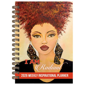 I Am Radiant by Syliva "Gbaby" Cohen: 2026 African American Weekly Inspirational Planner (Main) - Planner with a woman's face and 'I AM Radiant' text on the cover