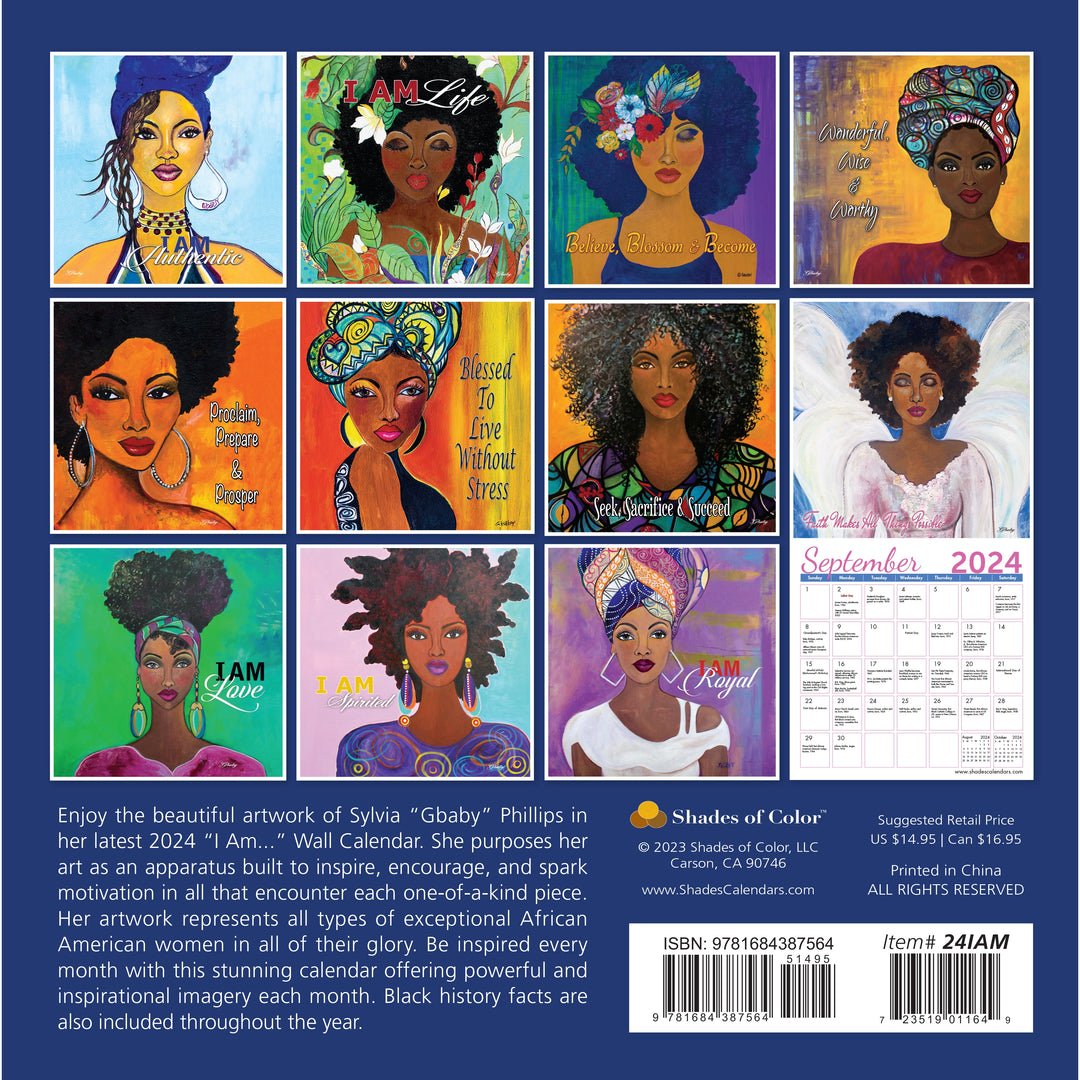 I Am: Art of Sylvia "Gbaby" Cohen 2024 African American Wall Calendar (Back Cover)