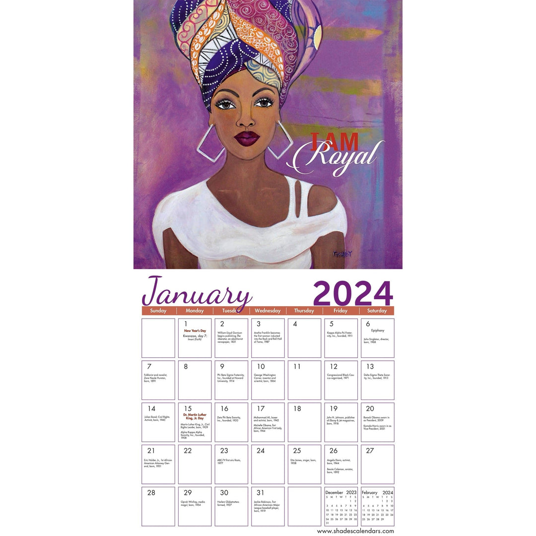 I Am: Art of Sylvia "Gbaby" Cohen 2024 African American Wall Calendar (Inside)