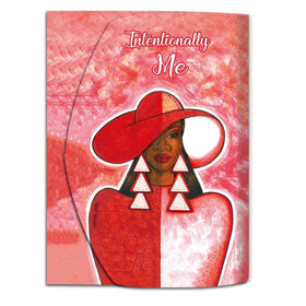 Intentionally Me: Detla Sigma Theta Stylus Purse Pal (Main) - Book cover with a woman in a red dress and hat on a pink background, featuring the text 'Intentionally Me'.
