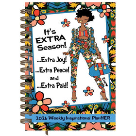It's Extra Season by Kiwi McDowell: 2026 Weekly Inspirational Planner (Main) - 2026 weekly inspirational planner with a colorful design and text on a white background