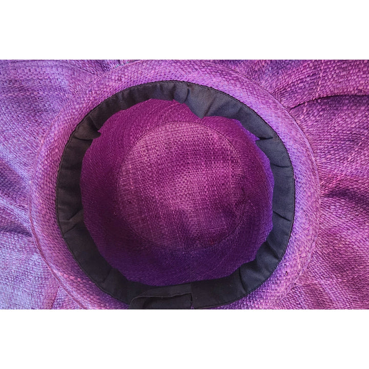 Jaqweshia: Hand Woven Multi-Color Madagascar Big Brim Raffia Sun Hat