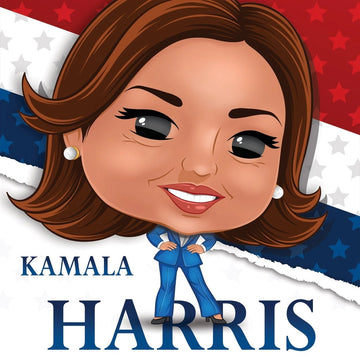 Kamala Harris 100-Piece Commemorative Jigsaw Puzzle (Graphic) - Cartoon illustration of Kamala Harris with an American flag background