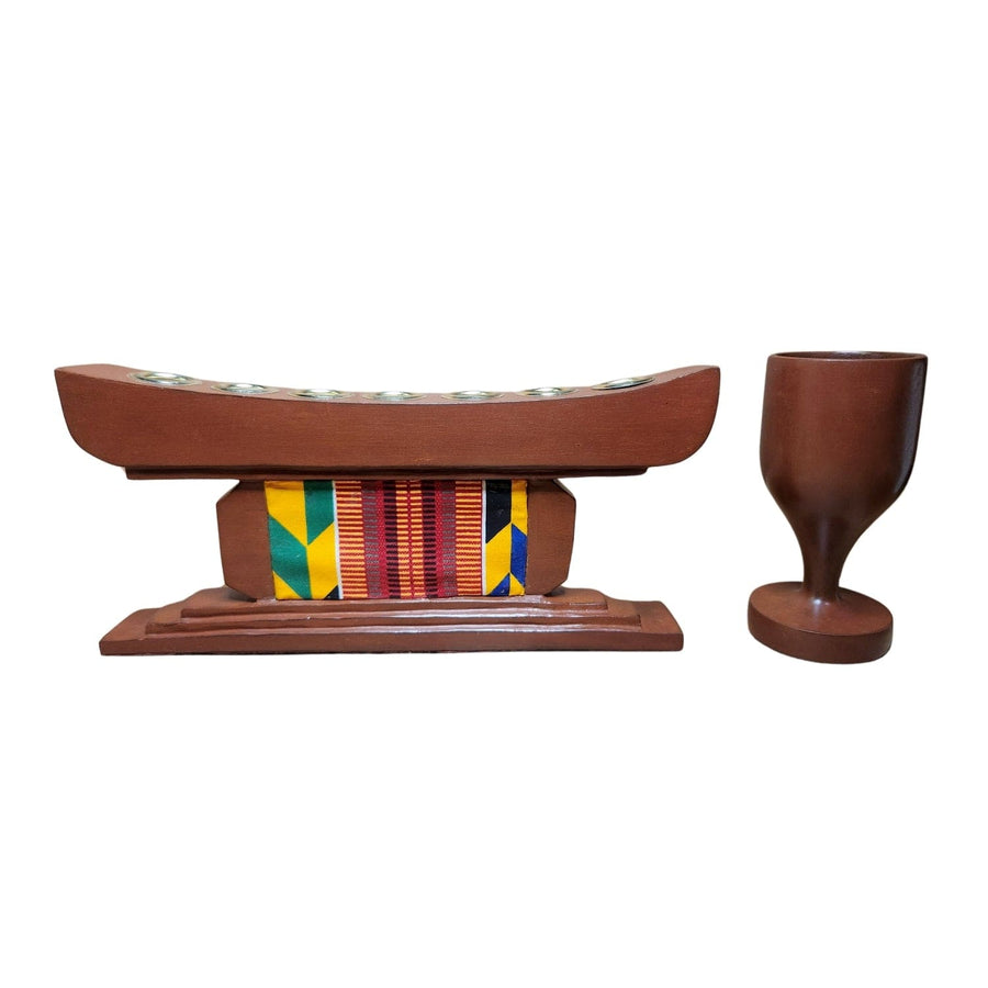 Kente Kwanzaa Kinara Set (Brown)